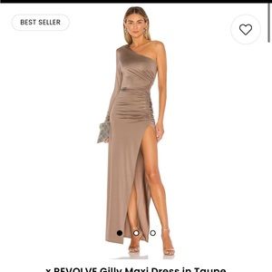 Michael Costello Revolve Gilly Maxi Dress in Taupe